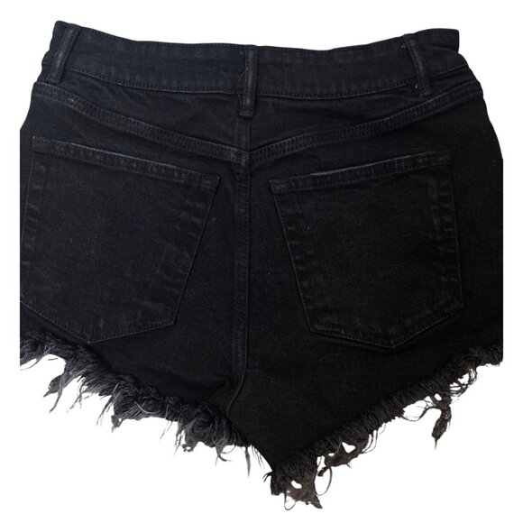 2/$30 ZARA Size 4 Black Distressed High-Waisted Denim Shorts Frayed Hem - Picture 3 of 11